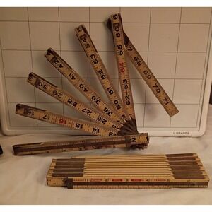 Vintage Lufkin Red End X46A & Craftsman 3931 Folding Wood Extension Rules Lot